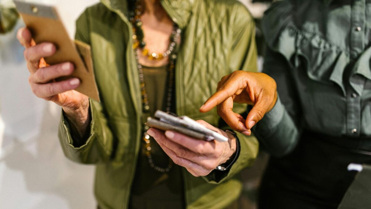 Image of two women looking at a retirement plan