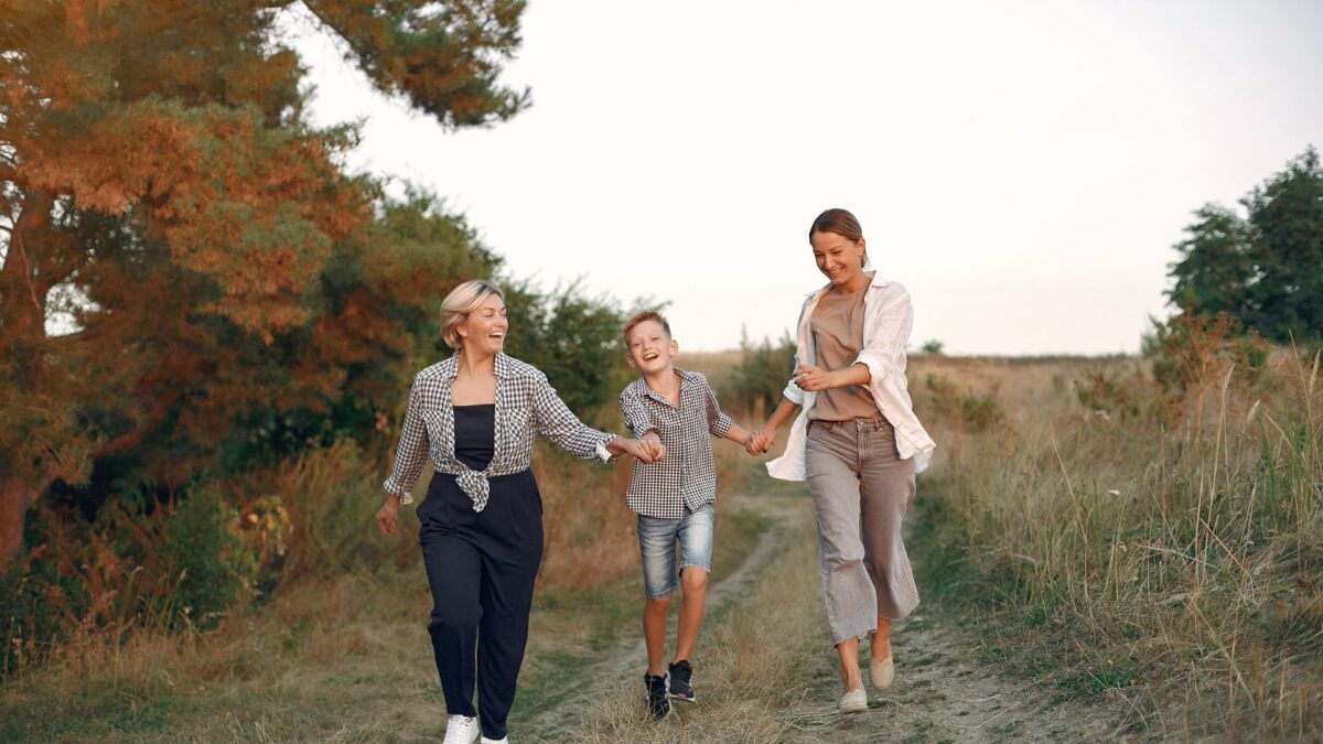 3 women on a walk in the fall